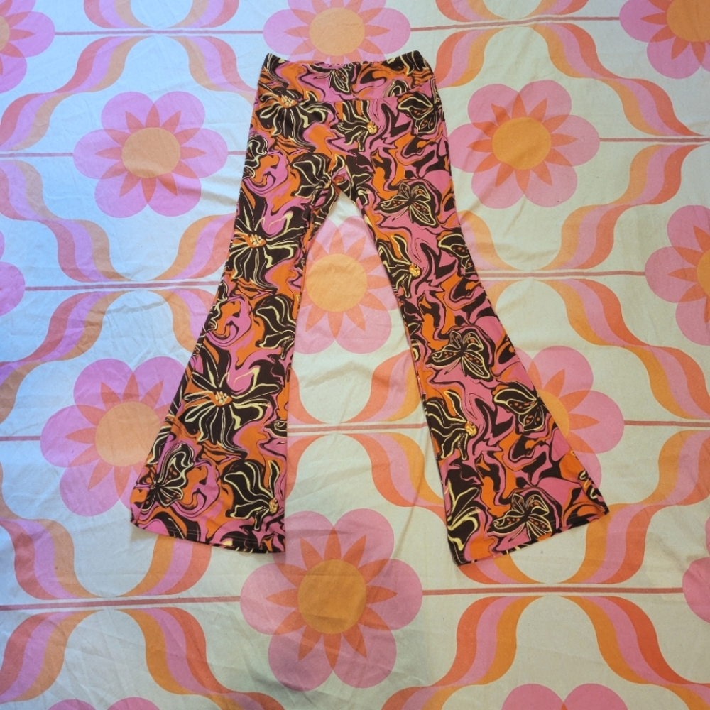 Vibrant Pink & Orange Flared Bottoms